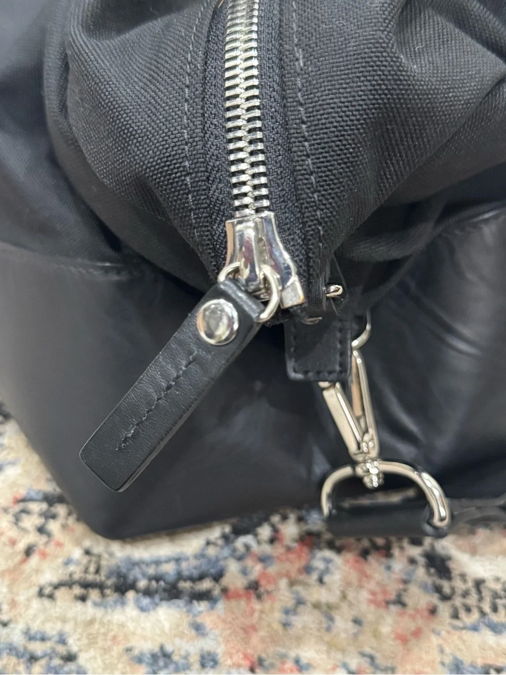Shinola Detroit Black Canvas & Leather Trim Weekender Large Tote Travel Bag